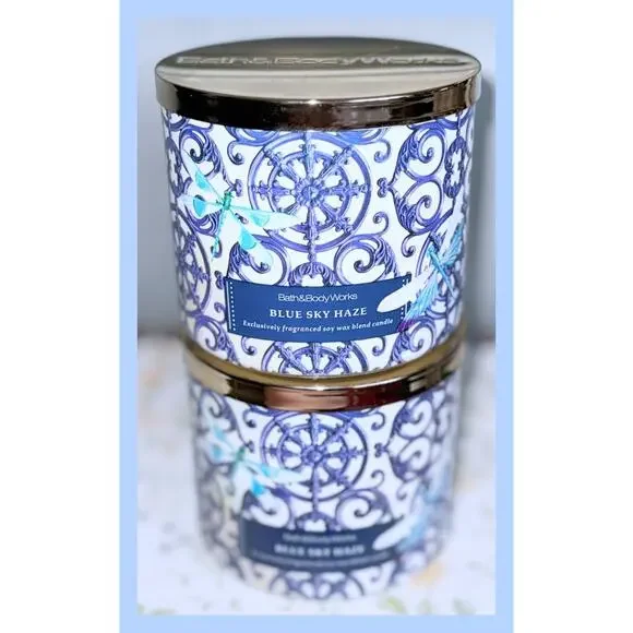 Lot of 2 Bath & Body Works Blue Sky Haze Large 3-Wick Candle 14.5oz - Picture 1 of 6
